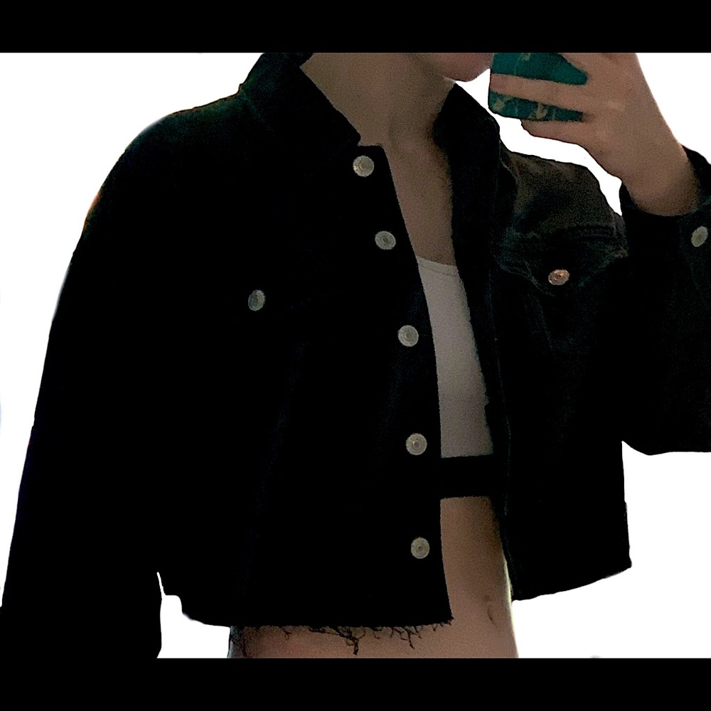 Forever 21 Black Jean Jacket, Cropped, Small